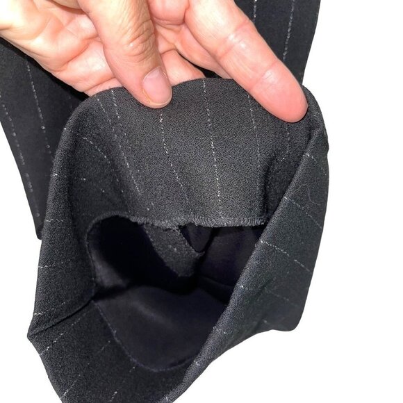 David Hayes Womens Wool Suit Black Size 8 Vintage Crepe Metallic Silver Thread - Picture 7 of 12